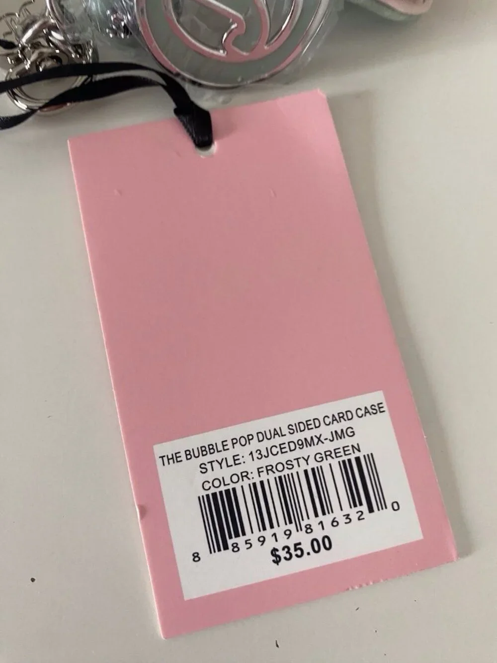 Juicy Couture The Bubble Pop Dual Sided Card Case In Frosty Green W/Charm NEW